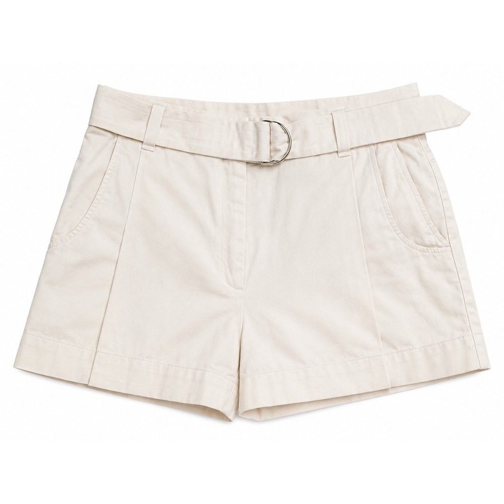 ba&sh Shorts L Ivory Belted Pleated Tailored Utility Quiet Luxury Coastal Chic‎